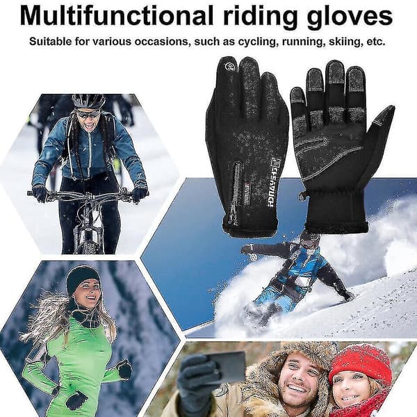 [LLC]Thb Elektrisk opvarmede handsker Vintervarme vanter Skridsikre Touch Screen Cykelhandsker Black
