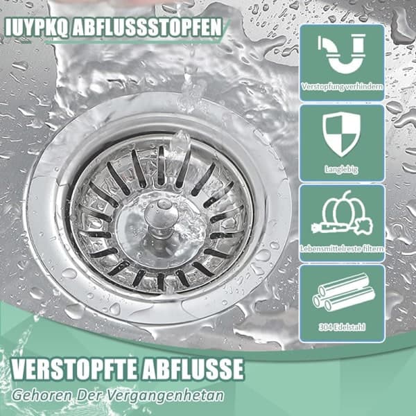 [LLC] Sil/diskbänkspropp med korgventil Ø82 mm/79 mm - propp för IKEA Kök Atlant, Domsjö och sil för diskbänk diameter 82 mm