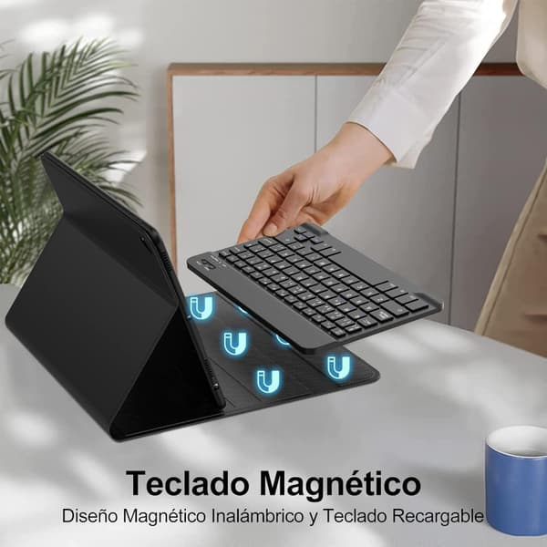 [LLC] Keyboard for iPad 9th Generation 2021/iPad 8th 2020/iPad 7th 2019 10.2 inch - Wireless Bluetooth AZERTY Keyboard, Soft Back Cover
