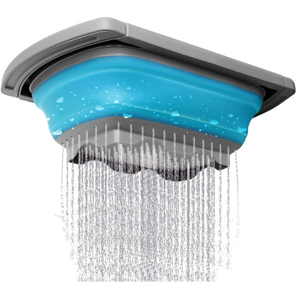 [LLC] Collapsible Silicone Colander, Sink Colander, Vegetable/Fruit Colander, Colander with Extendable Handles for Pasta, Vegetables, Fruit - Blue