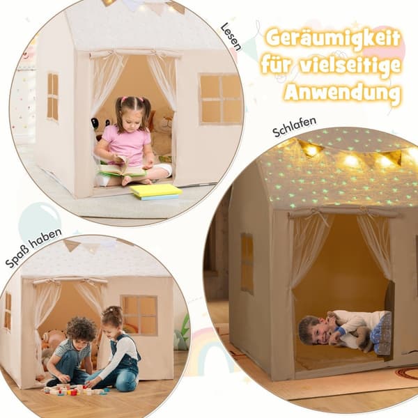 [LLC] Leketelt for barn innendørs med polstret matte og stjernelys 4150
