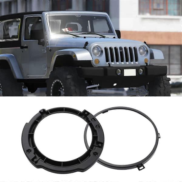 [LLC] Tynn rund frontlysmonteringsringsett med frontlysmetallring for Wrangler JK 2007-2017 Black