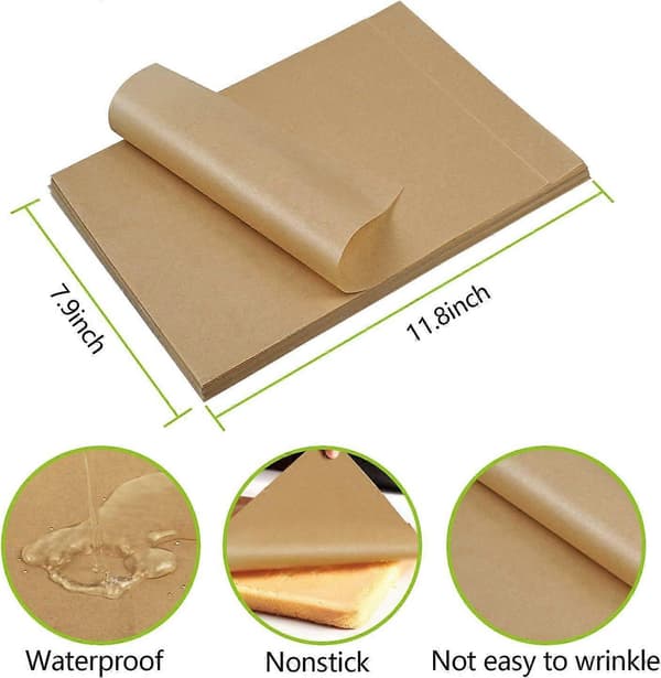 [LLC]Th25 Siste Modell 300 Stk Bakepapirark for Baking, 8x12 Tommer Ubleket Ferdigkuttet