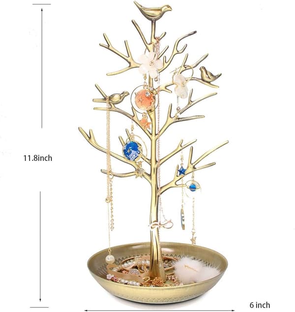 [LLC] Bronzefugle Træ Smykkestativ Display Ørering Halskæde Holder Organizer Rack Tårn