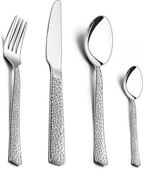 [LLC]Th Pieces Bestickset, Bestick i Rostfritt Stål med Hamrad Yta
