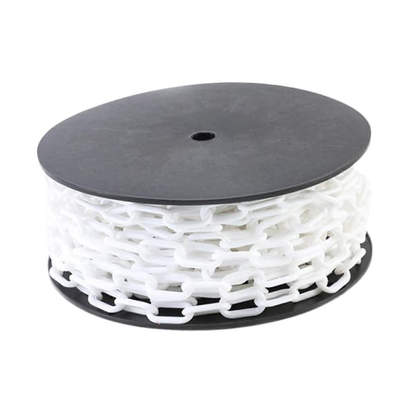 [LLC]Thgh Visibility Safety Barrier Chain PP Plastic Easy Cut Caution Security for Parking Driveway Events White