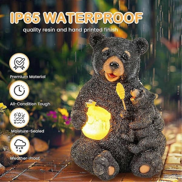 [LLC]Thrden Statue Love Bear Figurine Light, Udendørs Gårdsdekoration