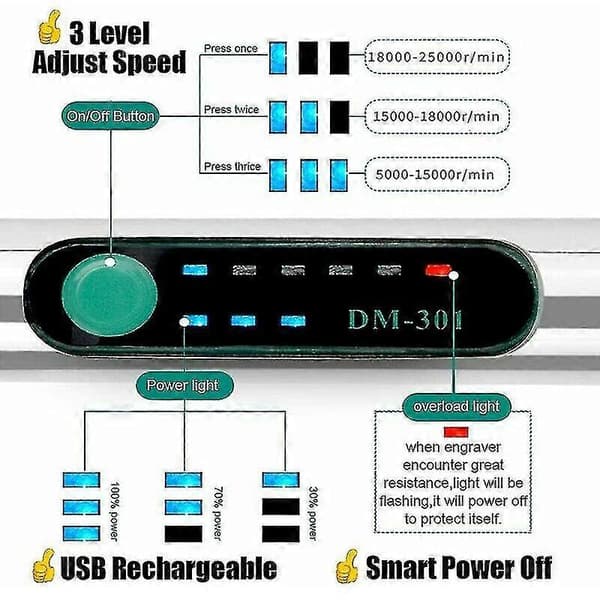 Genopladelige graveringsmaskiner USB Mini elektrisk graveringspen