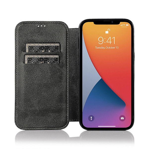 [LLC] Compatible with iPhone 13 Mini Case Leather Wallet Flip Phone Case Black