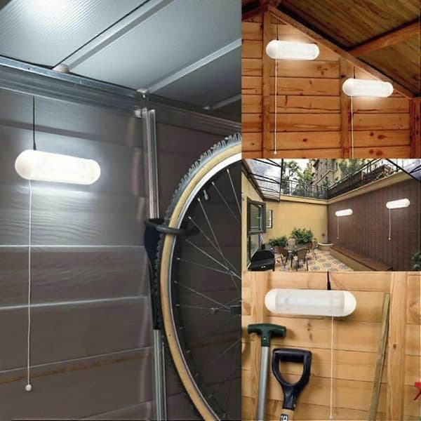 [LLC] Solpaneler til skur, solcellelampe med træksnor, LED dobbeltlampe