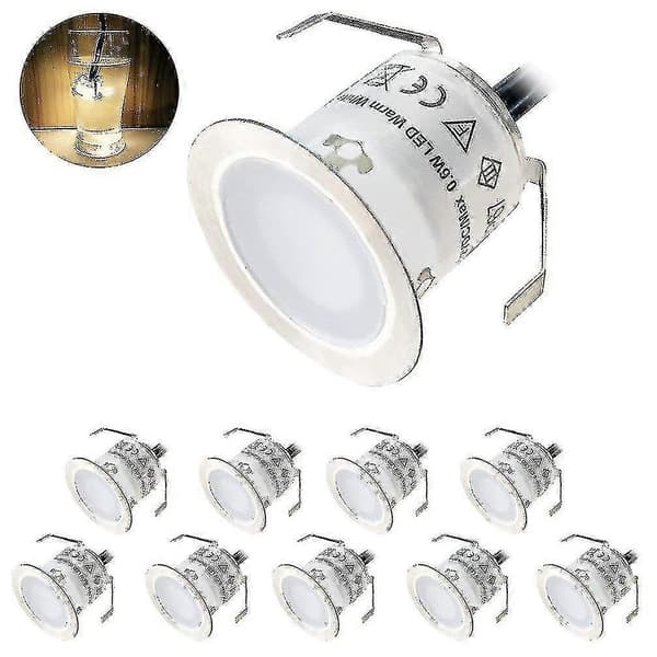 Varmvit 3000k 10-pack Utomhus Infälld 32mm 0.6w DC12v IP67 Vattentät LED-spotlight