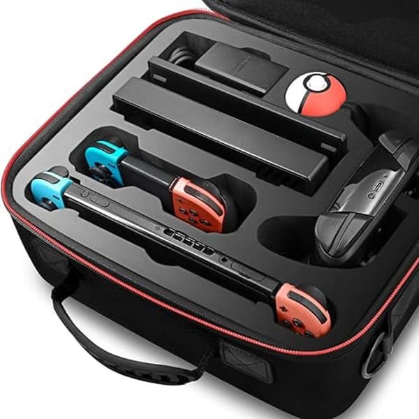 [LLC]Durable Travel Messenger Bag, Protective Hard Shell Case For Nintendo Switch And Accessories, Large Capacity With Dividers, Weatherproof