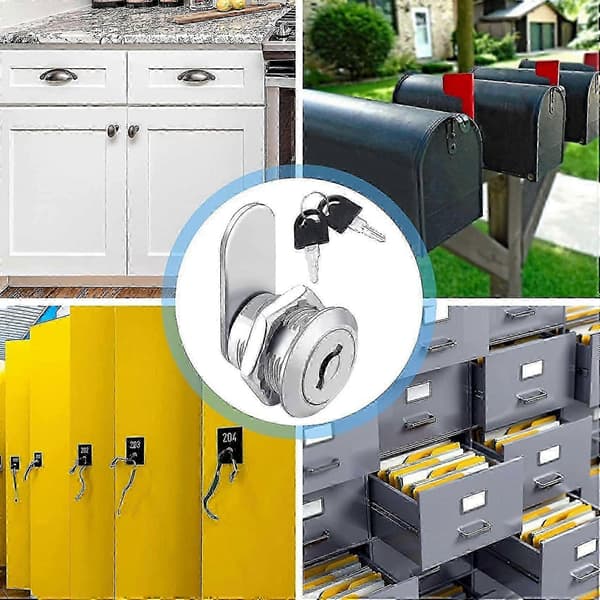 [LLC]16 pcs Cabinet Cam Locks with Same Key 5/8\" Zinc Alloy Drawer Locks Silver