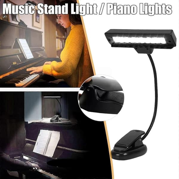 [LLC] Noderingslampe Clip On Klaverlampe 10 LED Professionel Genopladelig Klaverlampe Musiker O7L2