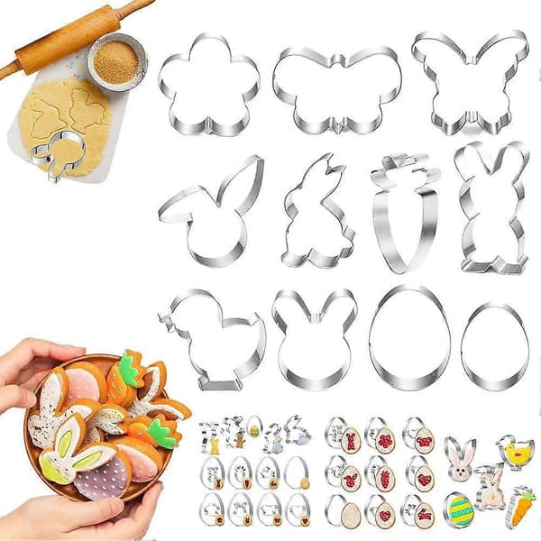 [LLC] Easter Cookie Cutter Set – Bunny and Carrot Shapes, Stainless Steel, Compatible with Easter Baking and DIY Crafts