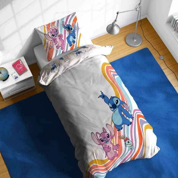 [LLC] Disney Lilo & Stitch 100 % bomull enkelt sengesett – inkluderer pute 50 x 70 cm