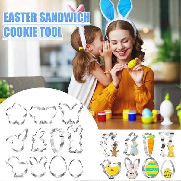 [LLC] Easter Cookie Cutter Set – Bunny and Carrot Shapes, Stainless Steel, Compatible with Easter Baking and DIY Crafts