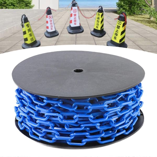 [LLC]Thgh Visibility Safety Barrier Chain PP Plastic Easy Cut Caution Security for Parking Driveway Events Blue