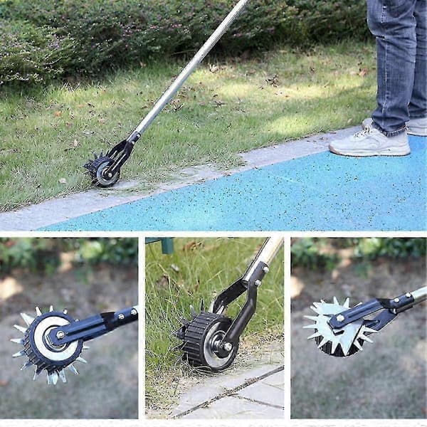 Manuell gressklipper med roterende hjul, gresstrimmer for hage og fortauskant BlackSilver