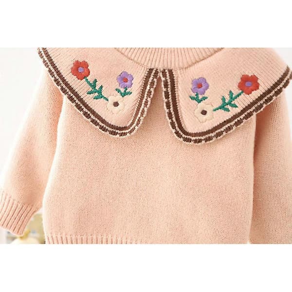 Julesweater til små piger, strikket pullover med julemotiv PINK 110CM