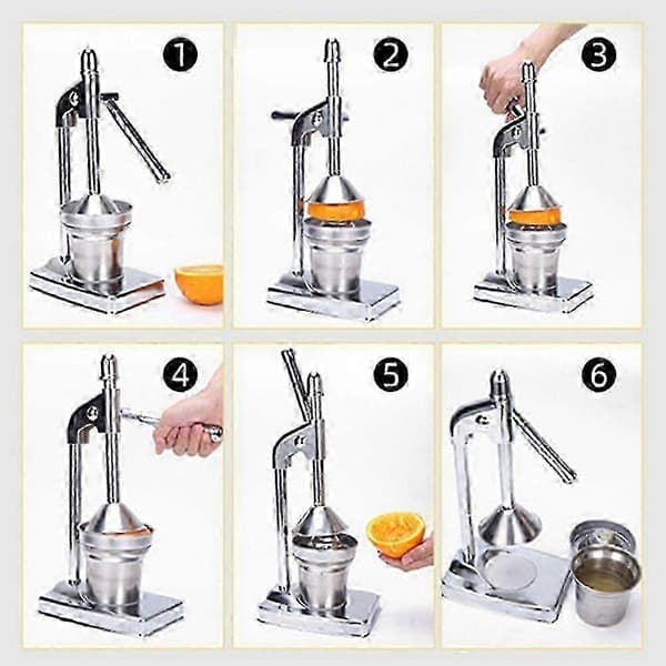 [LLC] Heavy Duty Manual Citrus Juicer Hand Press for Lemon Orange Lime Fruit Vegetable Pressing Silver