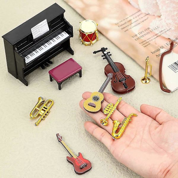 [LLC]Miniature instrumentsæt 12 stk. Mini instrumentdekorations tilbehør