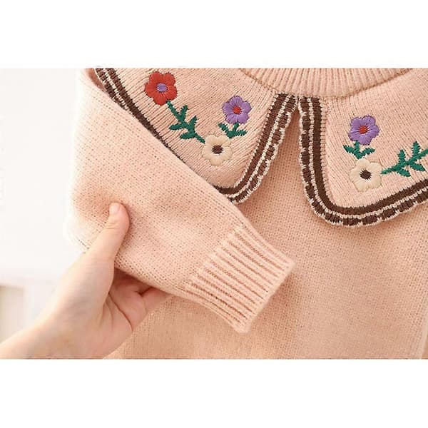 Julesweater til små piger, strikket pullover med julemotiv PINK 90CM