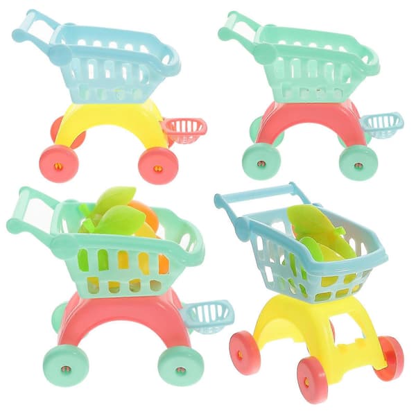 [LLC] Mini indkøbsvogn legetøj, foregive fødselsdagsgaver, assorterede farver, 4 sæt
