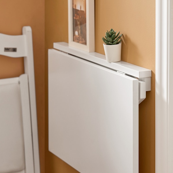 [LLC]SoBuy White Foldable Wall Table with Foldable and Wall-Mounted and Space-Saving and Compact and