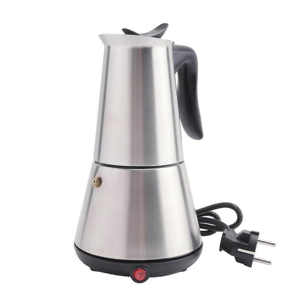 Elektrisk espressomaskine Moka Pot 6 kopper perkolator kaffekande elektrisk rustfrit stål klassisk silver