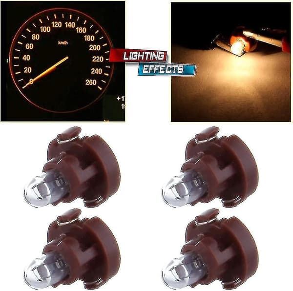 [LLC] 4-pakning erstatningspærer for Dash A/C instrumentpanel, dashbordmålere, varmhvit T3 Neo Wedge halogenpære 12v