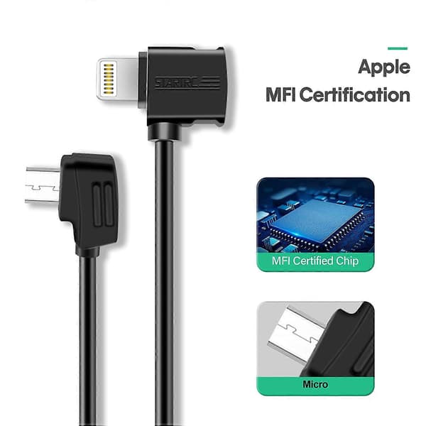 11,8 tum och 3,9 tum Lightning-datakabel till Micro USB för DJI Mini SE/Mavic Mini/Mavic 2 Pro & Zoom/Mavic Air/Spark-kontrollertillbehör (2-pack)