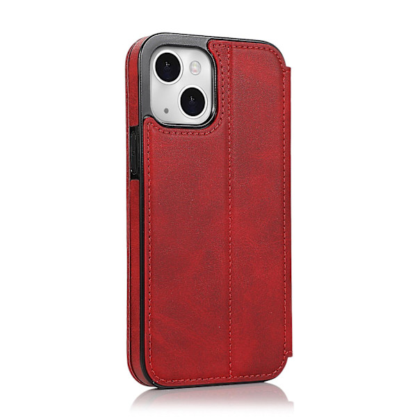 [LLC] Compatible with iPhone 13 Mini Case Leather Wallet Flip Phone Case Red