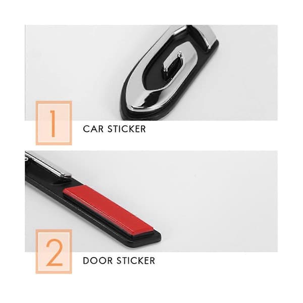 2 st coola 3D-bildekaler GT-design för snygga bildörrar Silver  Red