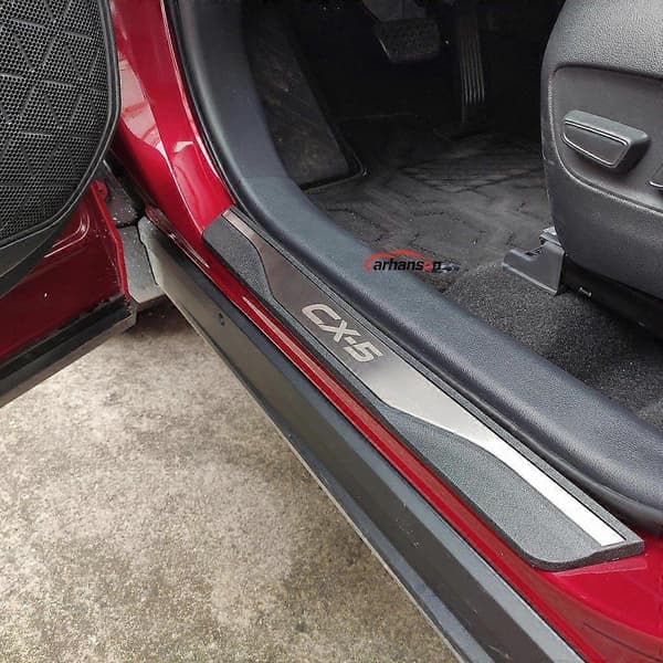 [LLC] Biltilbehør Dørterskelplate For Mazda CX-5 2013-2024 Dørterskelstripe Terskelbeskyttelse Silver One-size