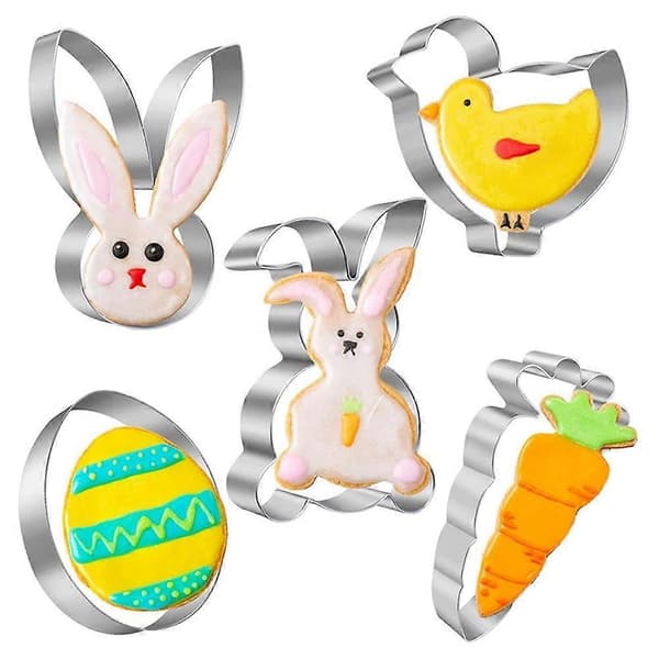 [LLC] Easter Cookie Cutter Set – Bunny and Carrot Shapes, Stainless Steel, Compatible with Easter Baking and DIY Crafts