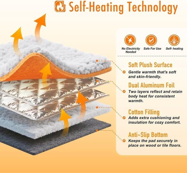[LLC] Self-heating cat bed / dog bed 40x50cm - Warming mat with thermal foil, removable and non-slip bottom