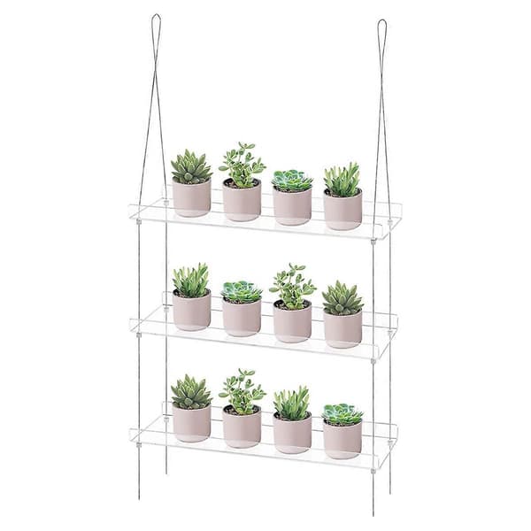 [LLC] 3-Layer Window Plant Shelves 16 Inch, Acrylic Hanging Floating Shelf