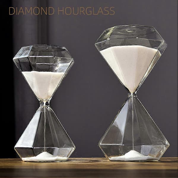 [LLC] Diamantformat timglas i glas, slitstark skrivbordsdekoration för hem och kontor Glod 30min