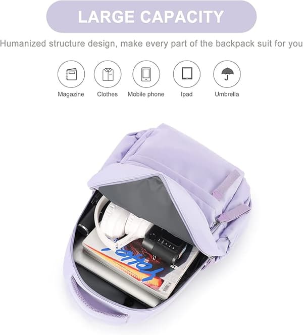 [LLC] Laptop Backpack, Waterproof 19-inch School Bag with USB Charging purple