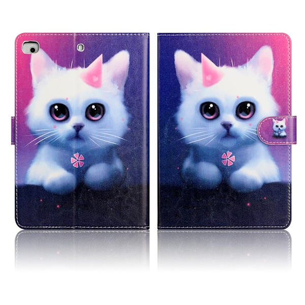 [LLC]iPad Mini (2019) mønster læder flip etui - kat Vit white