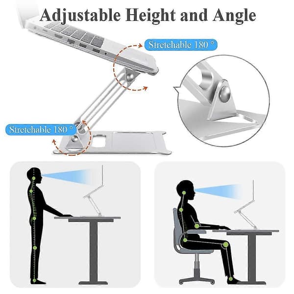 Justerbart laptopstativ i aluminiumlegering för kylning och ergonomi, lätt att bära