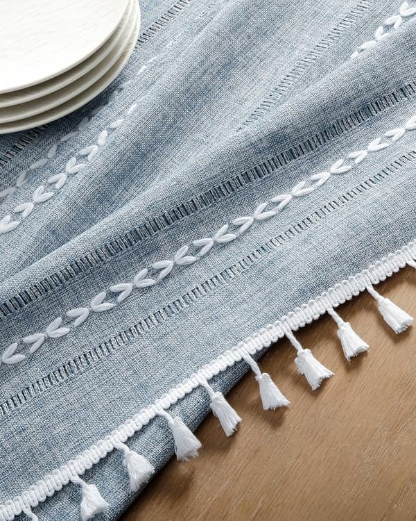 [LLC]Bordsduk 100x140 cm blå, randig jacquard-utskärning, skrynkelresistent tvättbar rektangulär duk 100*140cm
