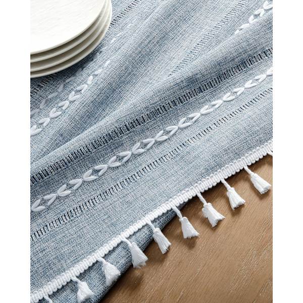 [LLC]Tablecloth 100x140 cm blue, striped jacquard cutout, wrinkle-resistant washable rectangular tablecloth 100*140cm