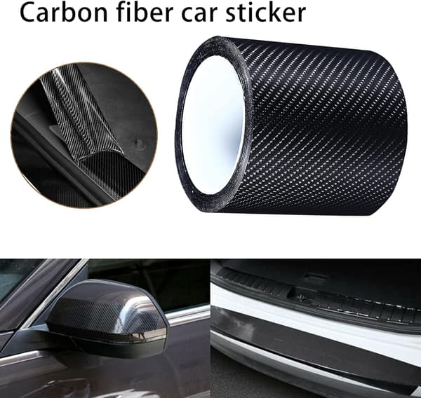 [LLC] Door Sill Protector Strip, 10cm * 3m Carbon Fiber Protection Threshold Guard Sticker Self-Adhesive