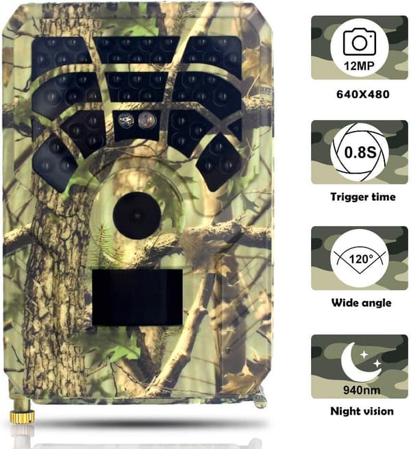 [LLC]Mini HD Trail Camera, Hunting Camera Game Camera 120° Wide Angle Infrared Night Vision Surveillance Camera Hunting Camera with LCD Screen