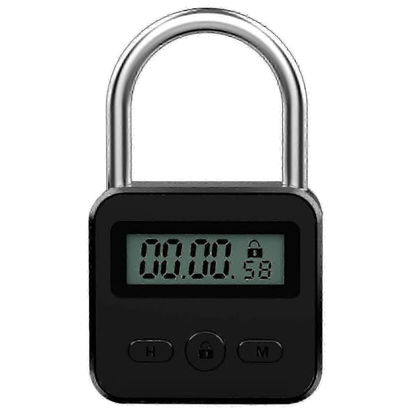 [LLC]Thtal Timer Lock LCD Time 99 Hours Max Timing USB Timer Hänglås - KM Black