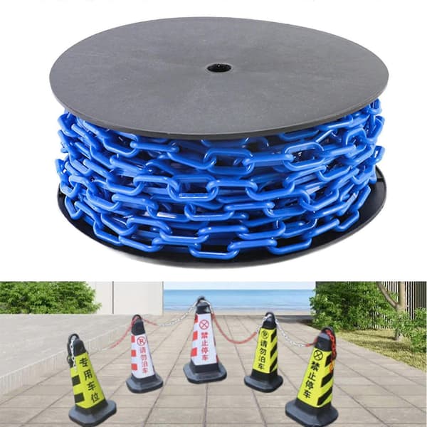 [LLC]Thgh Visibility Safety Barrier Chain PP Plastic Easy Cut Caution Security for Parking Driveway Events Blue