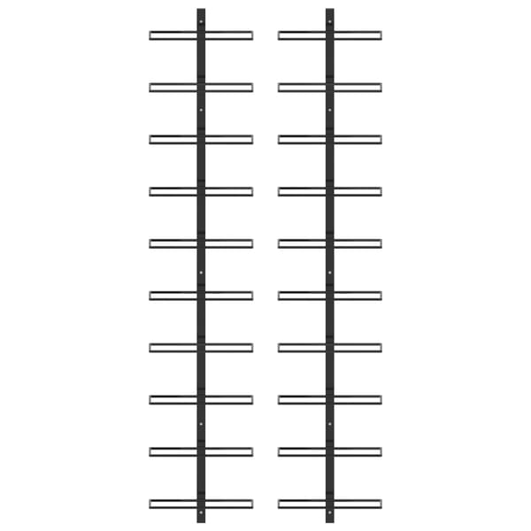 [LLC]vidaXL Seinään kiinnitettävä viiniteline 20 pullolle 2 kpl musta metalli Svart black