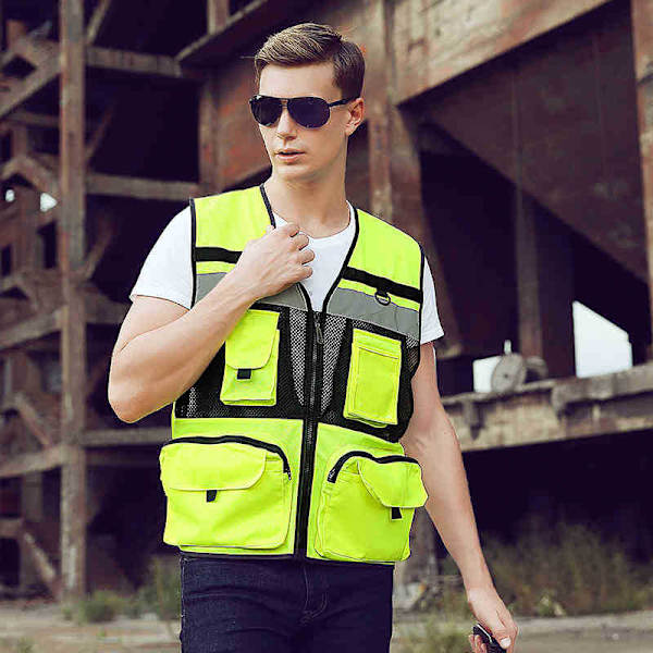 [LLC] Arbejdsvest, høj synlighed, mesh, åndbar